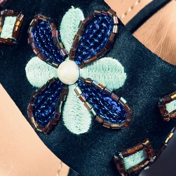 Tory Burch “ESTELLA” Crystal Wedge Sandal Size 8 NWT - Picture 2 of 7